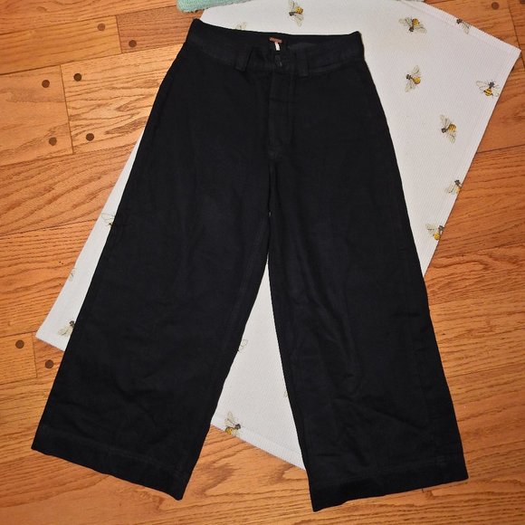 Free People Black Pants Button Front Sz 26 - Picture 1 of 7